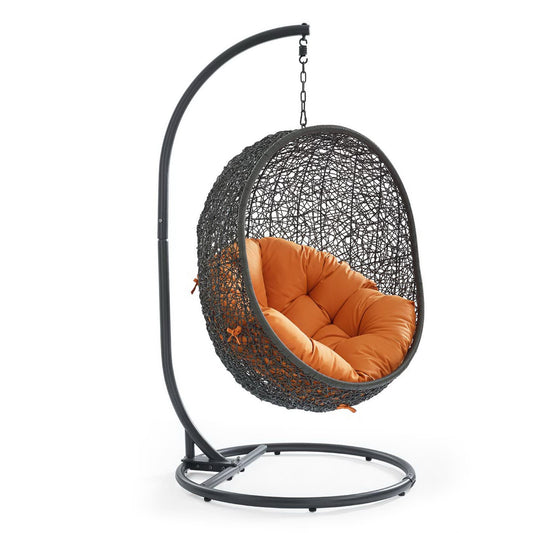 Modway - Hide Outdoor Patio Swing Chair With Stand by Modway  Outdoor Furniture Daybeds and Lounges Orange - EEI-2273-GRY-ORA