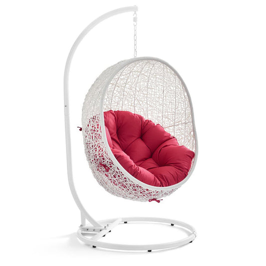 Modway - Hide Outdoor Patio Swing Chair With Stand by Modway  Outdoor Furniture Daybeds and Lounges Red - EEI-2273-WHI-RED