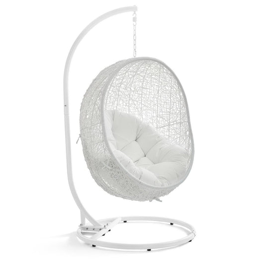 Modway - Hide Outdoor Patio Swing Chair With Stand by Modway  Outdoor Furniture Daybeds and Lounges White - EEI-2273-WHI-WHI