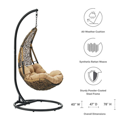 Modway - Abate Wicker Rattan Outdoor Patio Swing Chair by Modway  Outdoor Furniture Daybeds and Lounges Brown - EEI-2276-BLK-MOC-SET