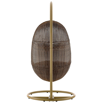 Modway - Bean Outdoor Patio Wood Swing Chair With Stand by Modway  Outdoor Furniture Daybeds and Lounges White - EEI-2277-YLW-WHI-SET