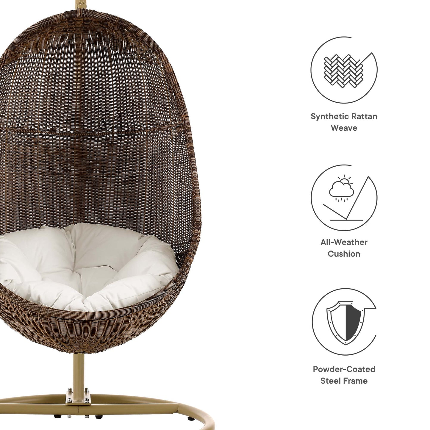 Modway - Bean Outdoor Patio Wood Swing Chair With Stand by Modway  Outdoor Furniture Daybeds and Lounges White - EEI-2277-YLW-WHI-SET