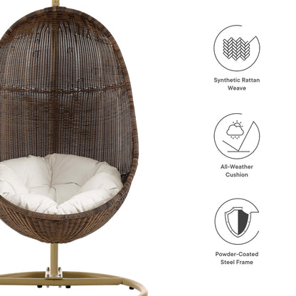 Modway - Bean Outdoor Patio Wood Swing Chair With Stand by Modway  Outdoor Furniture Daybeds and Lounges White - EEI-2277-YLW-WHI-SET