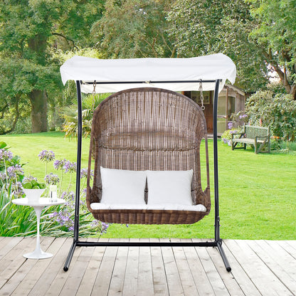 Modway Outlet Vantage Outdoor Patio Swing Chair With Stand by Modway  Outdoor Furniture Furniture Brown White - EEI-2278-BRN-WHI-SET