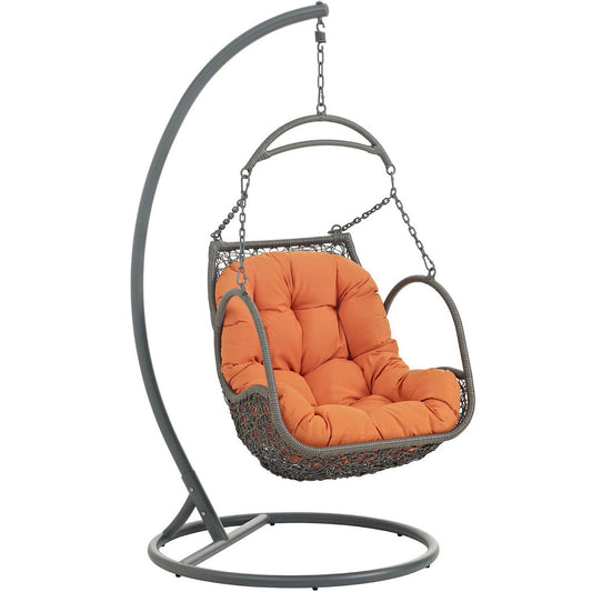 Modway - Arbor Outdoor Patio Wood Swing Chair by Modway  Outdoor Furniture Daybeds and Lounges Orange - EEI-2279-ORA-SET