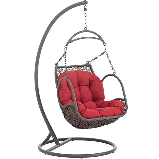 Modway - Arbor Outdoor Patio Wood Swing Chair by Modway  Outdoor Furniture Daybeds and Lounges Red - EEI-2279-RED-SET