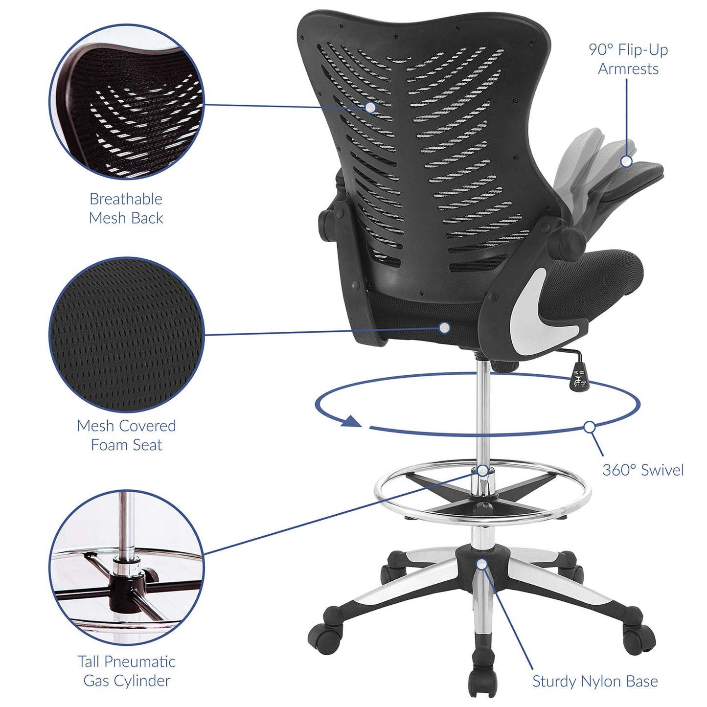 Modway - Charge Drafting Chair by Modway  Office Furniture Office Chairs Black - EEI-2286-BLK