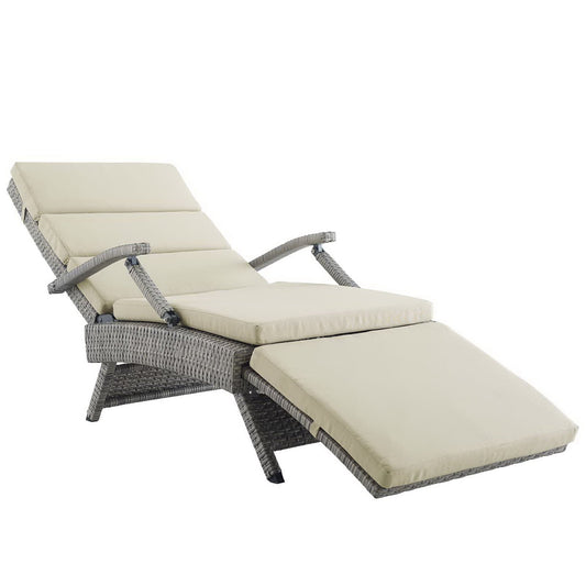 Modway Outlet Envisage Chaise Outdoor Patio Wicker Rattan Lounge Chair by Modway  Outdoor Furniture Furniture Light Gray Beige - EEI-2301-LGR-BEI