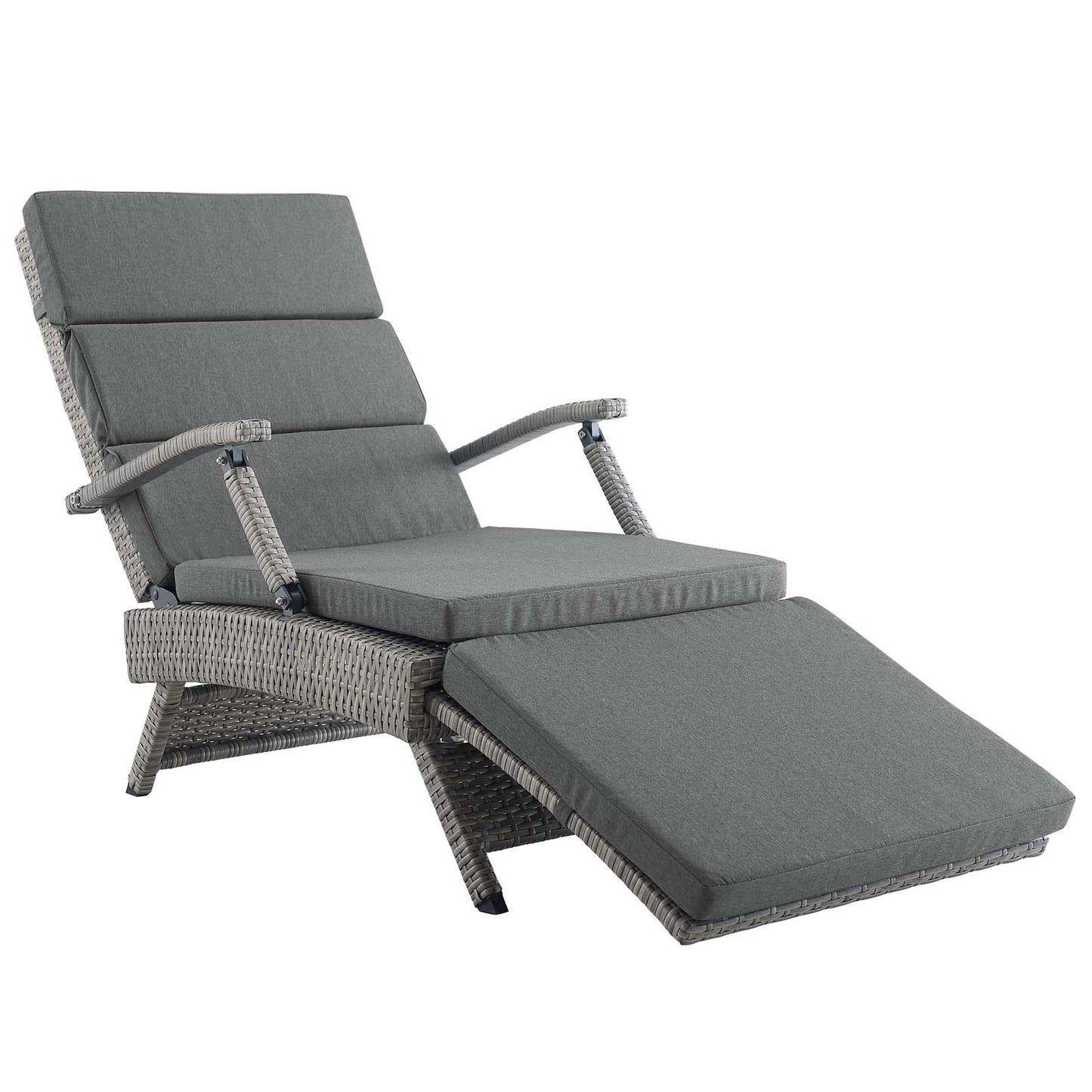 Modway Outlet Envisage Chaise Outdoor Patio Wicker Rattan Lounge Chair by Modway  Outdoor Furniture Furniture Light Gray Charcoal - EEI-2301-LGR-CHA
