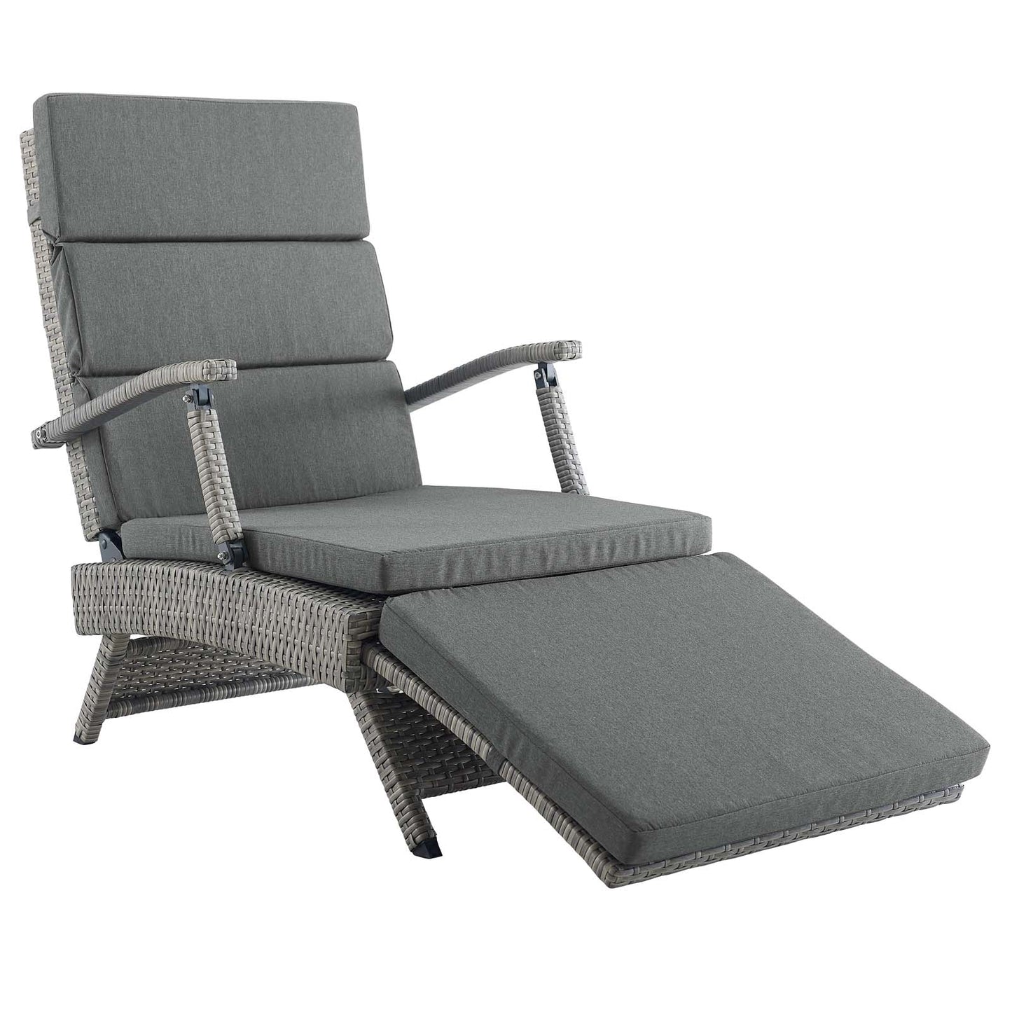 Modway Outlet Envisage Chaise Outdoor Patio Wicker Rattan Lounge Chair by Modway  Outdoor Furniture Furniture Light Gray Charcoal - EEI-2301-LGR-CHA