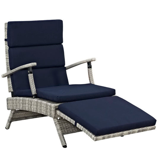 Modway Outlet Envisage Chaise Outdoor Patio Wicker Rattan Lounge Chair by Modway  Outdoor Furniture Furniture Light Gray Navy - EEI-2301-LGR-NAV
