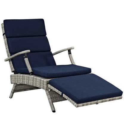 Modway Outlet Envisage Chaise Outdoor Patio Wicker Rattan Lounge Chair by Modway  Outdoor Furniture Furniture Light Gray Navy - EEI-2301-LGR-NAV