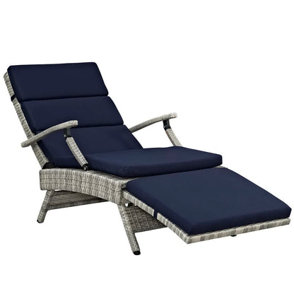 Modway Outlet Envisage Chaise Outdoor Patio Wicker Rattan Lounge Chair by Modway  Outdoor Furniture Furniture Light Gray Navy - EEI-2301-LGR-NAV