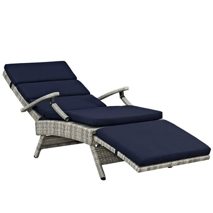 Modway Outlet Envisage Chaise Outdoor Patio Wicker Rattan Lounge Chair by Modway  Outdoor Furniture Furniture Light Gray Navy - EEI-2301-LGR-NAV