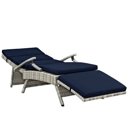 Modway Outlet Envisage Chaise Outdoor Patio Wicker Rattan Lounge Chair by Modway  Outdoor Furniture Furniture Light Gray Navy - EEI-2301-LGR-NAV