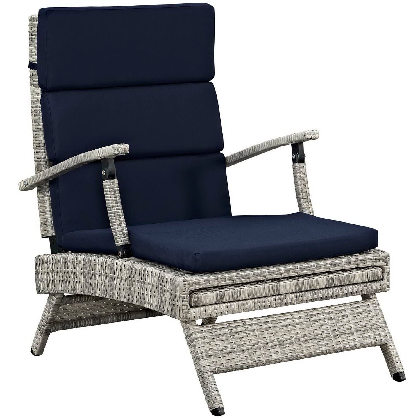 Modway Outlet Envisage Chaise Outdoor Patio Wicker Rattan Lounge Chair by Modway  Outdoor Furniture Furniture Light Gray Navy - EEI-2301-LGR-NAV