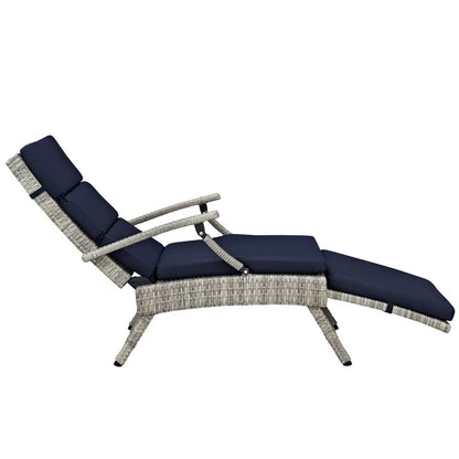 Modway Outlet Envisage Chaise Outdoor Patio Wicker Rattan Lounge Chair by Modway  Outdoor Furniture Furniture Light Gray Navy - EEI-2301-LGR-NAV