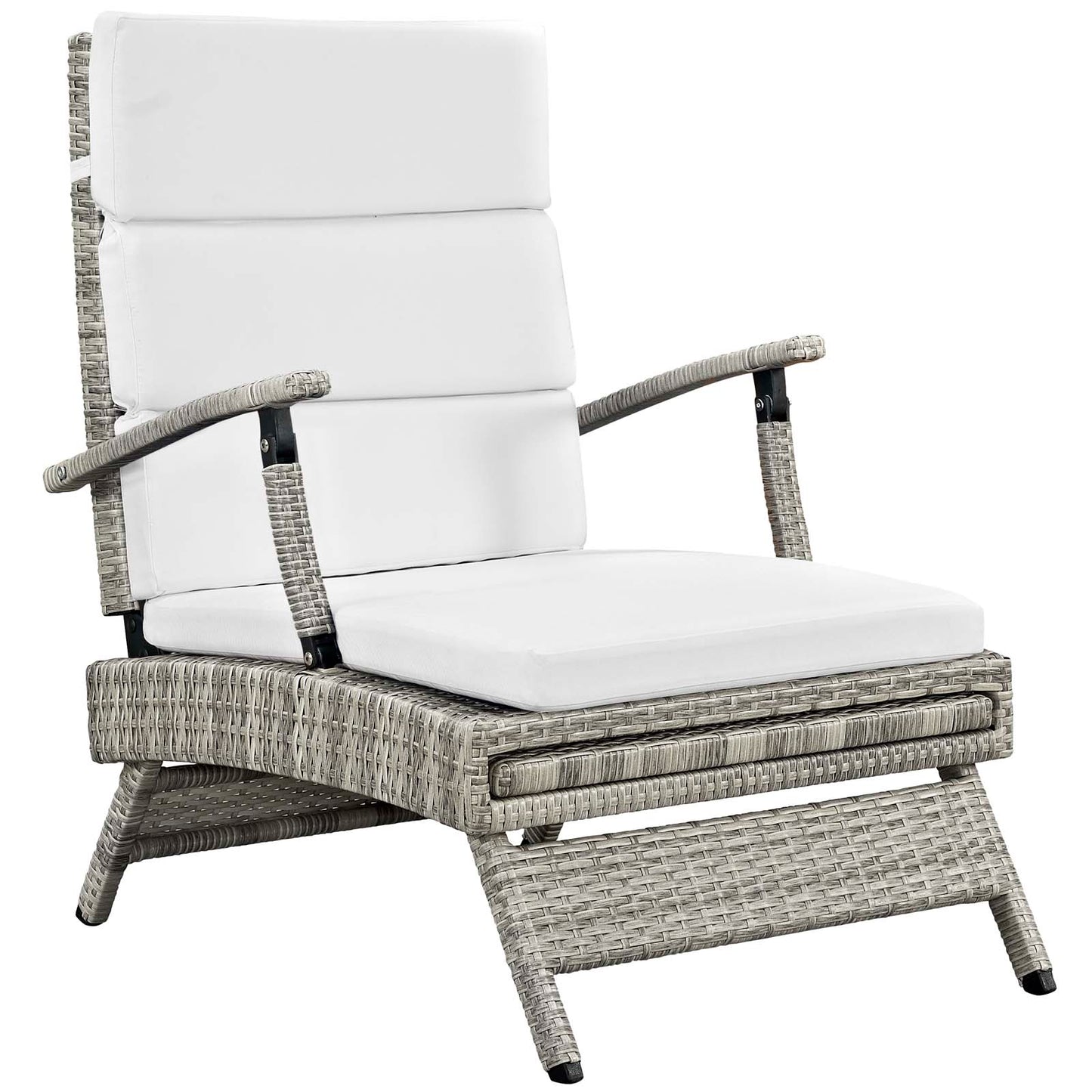 Modway Outlet Envisage Chaise Outdoor Patio Wicker Rattan Lounge Chair by Modway  Outdoor Furniture Furniture Light Gray White - EEI-2301-LGR-WHI