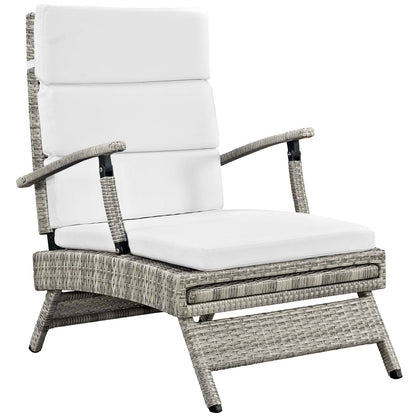 Modway Outlet Envisage Chaise Outdoor Patio Wicker Rattan Lounge Chair by Modway  Outdoor Furniture Furniture Light Gray White - EEI-2301-LGR-WHI