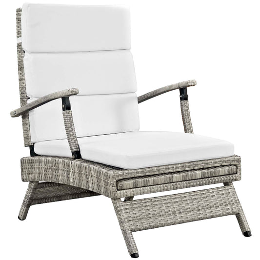 Modway Outlet Envisage Chaise Outdoor Patio Wicker Rattan Lounge Chair by Modway  Outdoor Furniture Furniture Light Gray White - EEI-2301-LGR-WHI