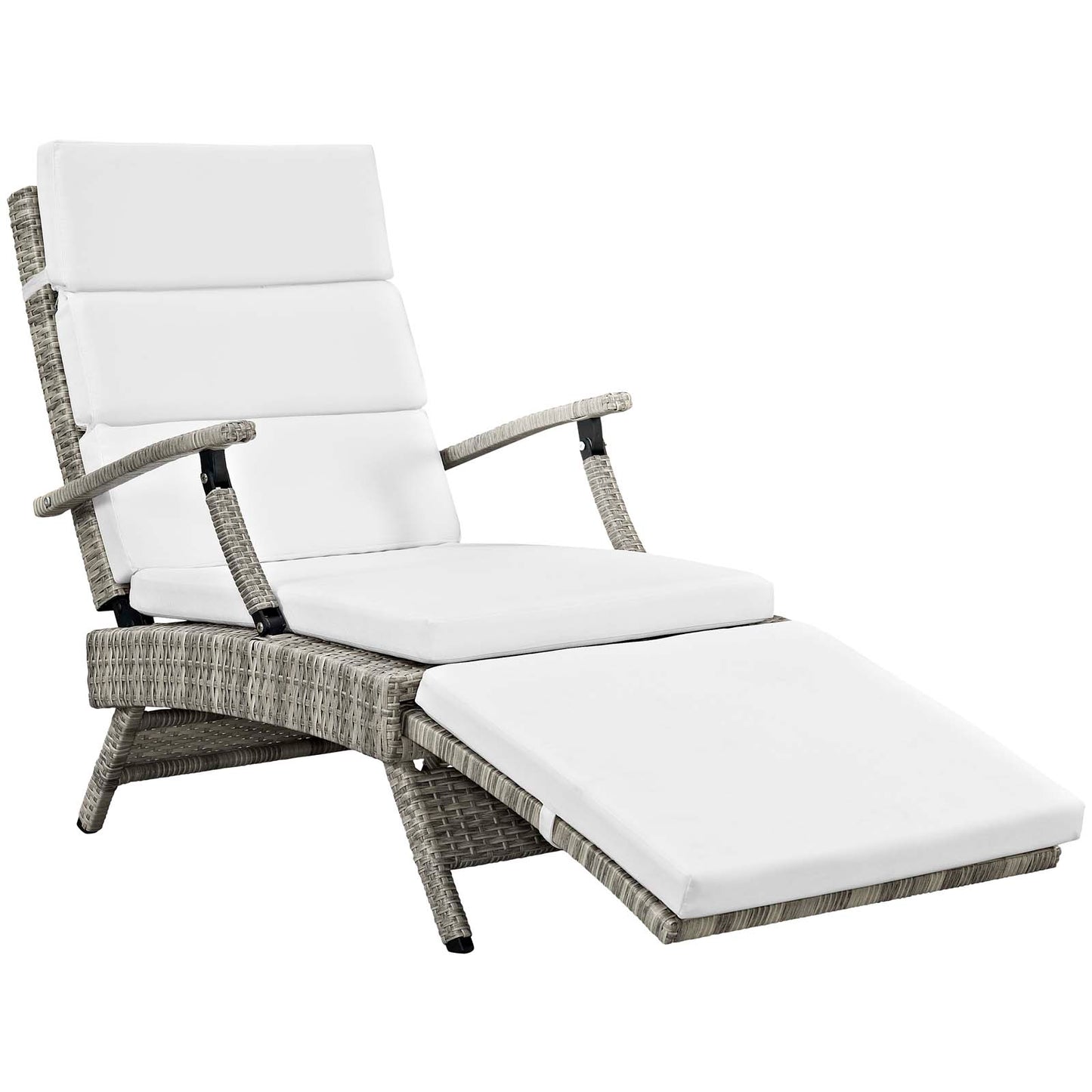 Modway Outlet Envisage Chaise Outdoor Patio Wicker Rattan Lounge Chair by Modway  Outdoor Furniture Furniture Light Gray White - EEI-2301-LGR-WHI