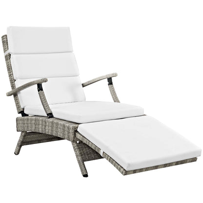Modway Outlet Envisage Chaise Outdoor Patio Wicker Rattan Lounge Chair by Modway  Outdoor Furniture Furniture Light Gray White - EEI-2301-LGR-WHI
