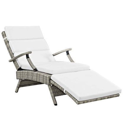 Modway Outlet Envisage Chaise Outdoor Patio Wicker Rattan Lounge Chair by Modway  Outdoor Furniture Furniture Light Gray White - EEI-2301-LGR-WHI