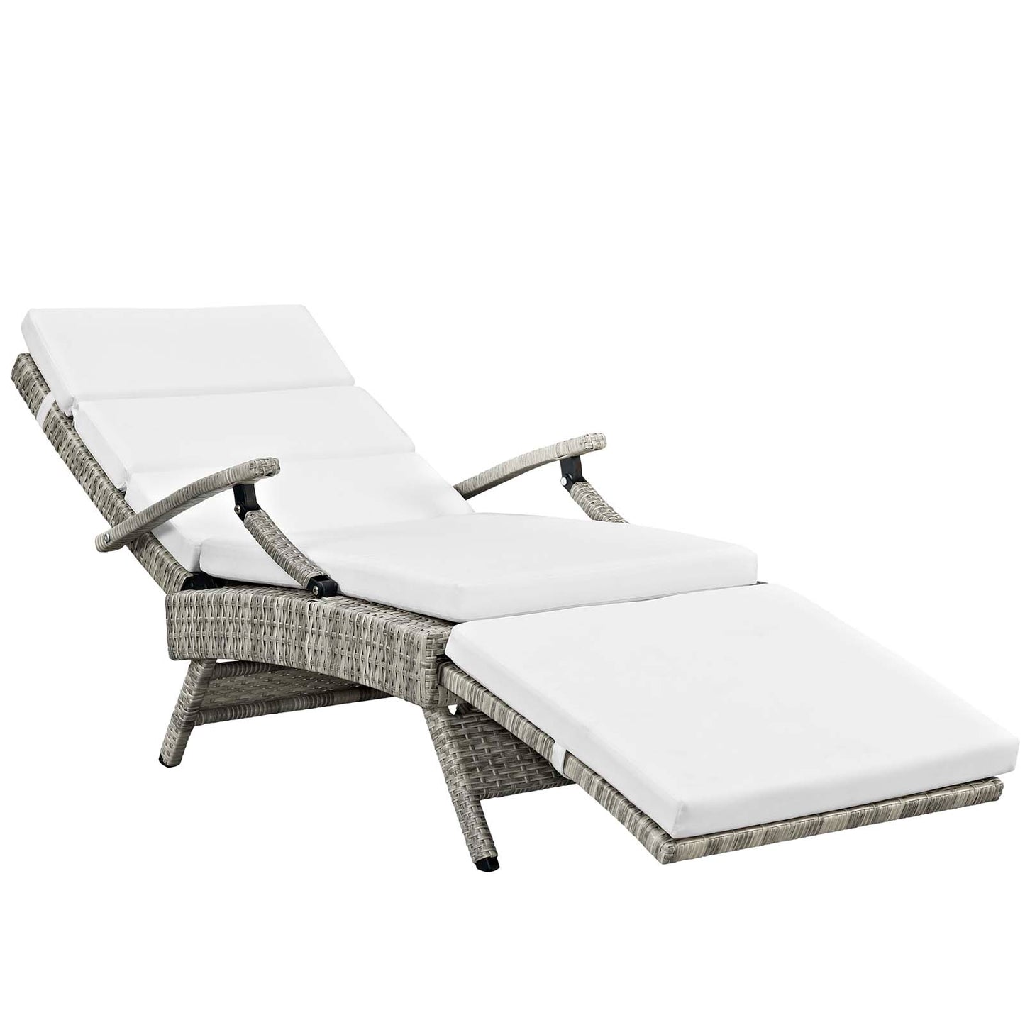 Modway Outlet Envisage Chaise Outdoor Patio Wicker Rattan Lounge Chair by Modway  Outdoor Furniture Furniture Light Gray White - EEI-2301-LGR-WHI