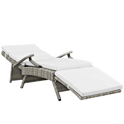 Modway Outlet Envisage Chaise Outdoor Patio Wicker Rattan Lounge Chair by Modway  Outdoor Furniture Furniture Light Gray White - EEI-2301-LGR-WHI