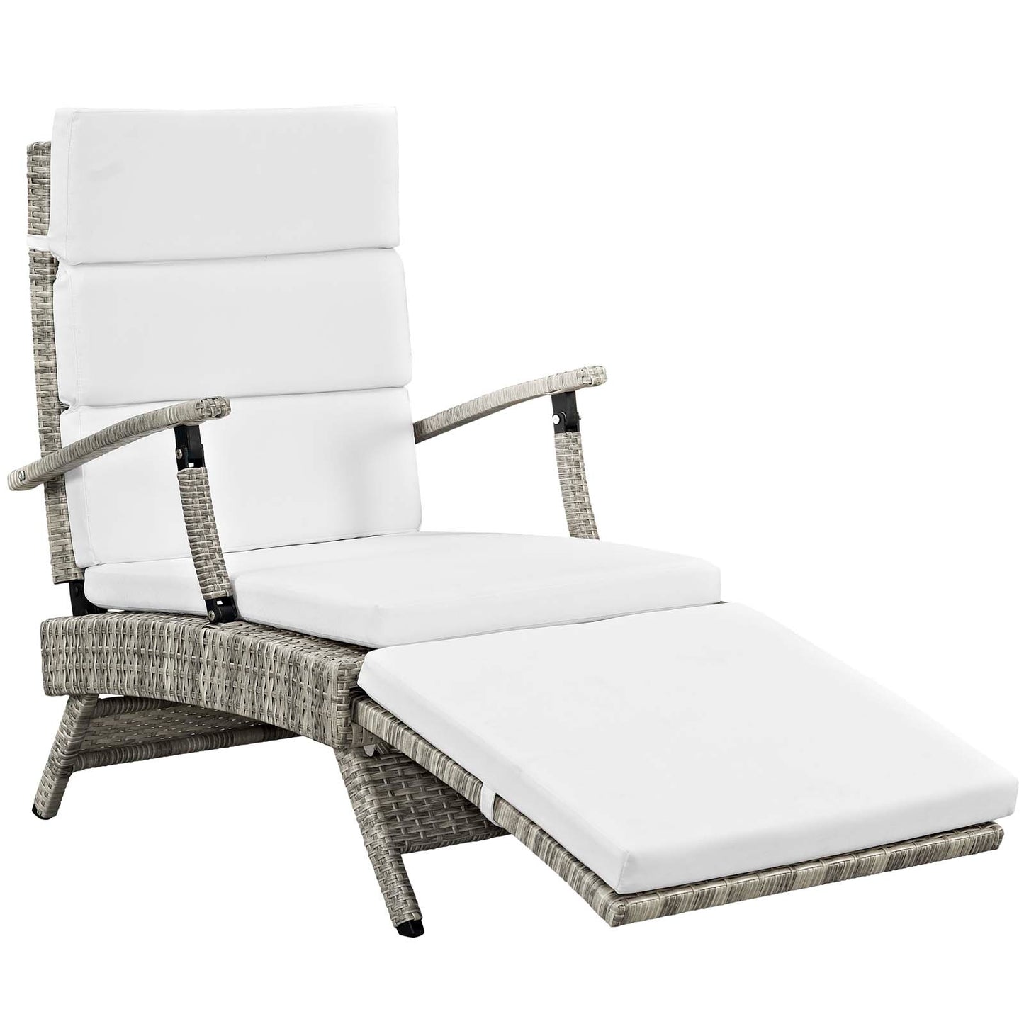 Modway Outlet Envisage Chaise Outdoor Patio Wicker Rattan Lounge Chair by Modway  Outdoor Furniture Furniture Light Gray White - EEI-2301-LGR-WHI