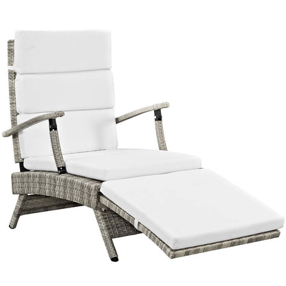 Modway Outlet Envisage Chaise Outdoor Patio Wicker Rattan Lounge Chair by Modway  Outdoor Furniture Furniture Light Gray White - EEI-2301-LGR-WHI