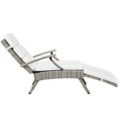 Modway Outlet Envisage Chaise Outdoor Patio Wicker Rattan Lounge Chair by Modway  Outdoor Furniture Furniture Light Gray White - EEI-2301-LGR-WHI