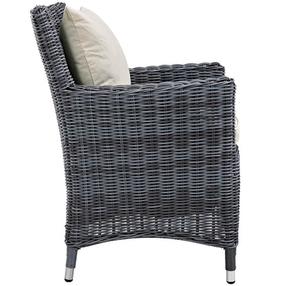 Modway Outlet Summon 4 Piece Outdoor Patio Sunbrella? Dining Set by Modway  Outdoor Furniture Furniture Antique Canvas Beige - EEI-2314-GRY-BEI-SET