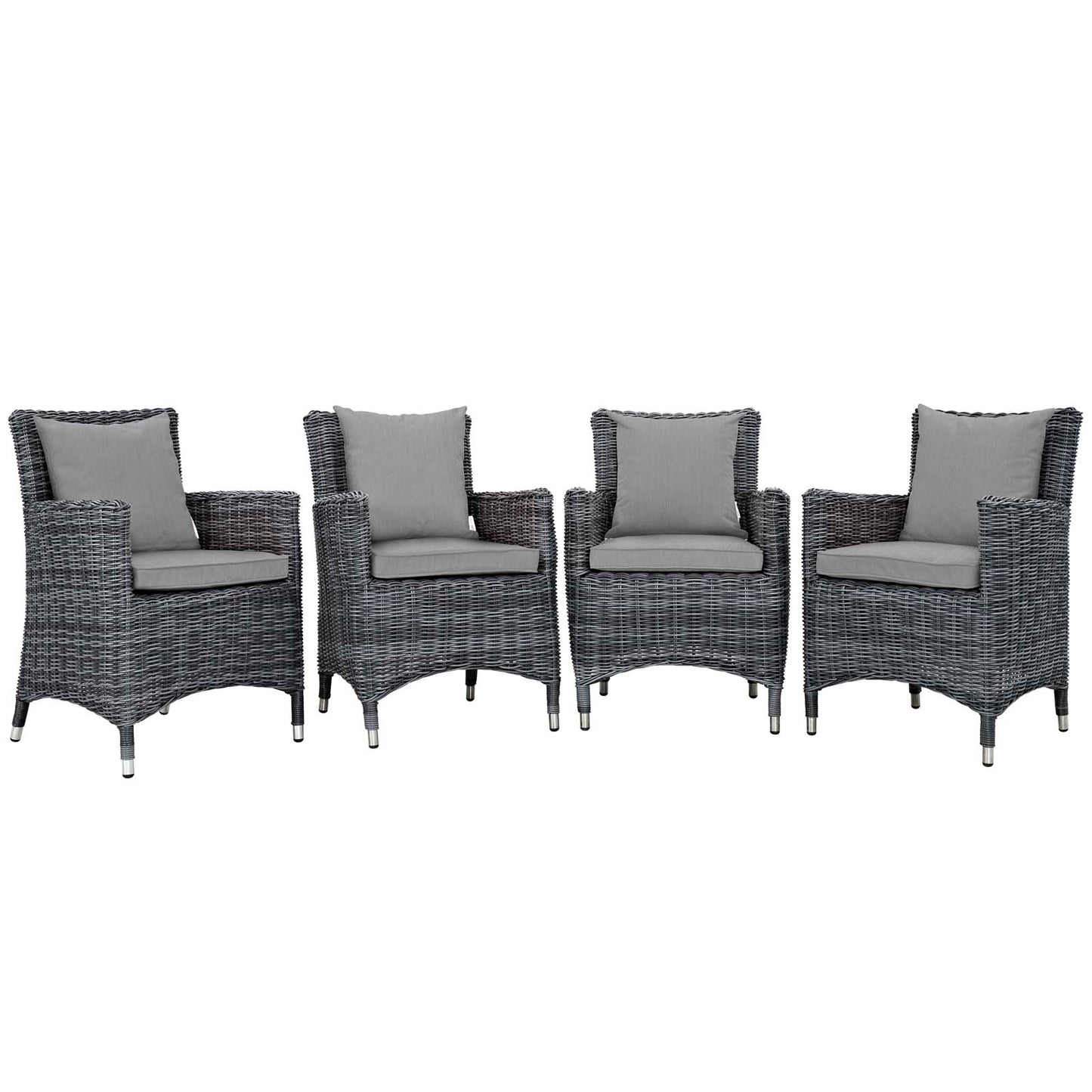 Modway Outlet Summon 4 Piece Outdoor Patio Sunbrella? Dining Set by Modway  Outdoor Furniture Furniture Canvas Gray - EEI-2314-GRY-GRY-SET