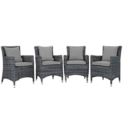 Modway Outlet Summon 4 Piece Outdoor Patio Sunbrella? Dining Set by Modway  Outdoor Furniture Furniture Canvas Gray - EEI-2314-GRY-GRY-SET