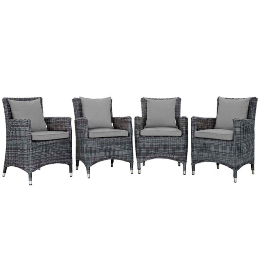 Modway Outlet Summon 4 Piece Outdoor Patio Sunbrella? Dining Set by Modway  Outdoor Furniture Furniture Canvas Gray - EEI-2314-GRY-GRY-SET