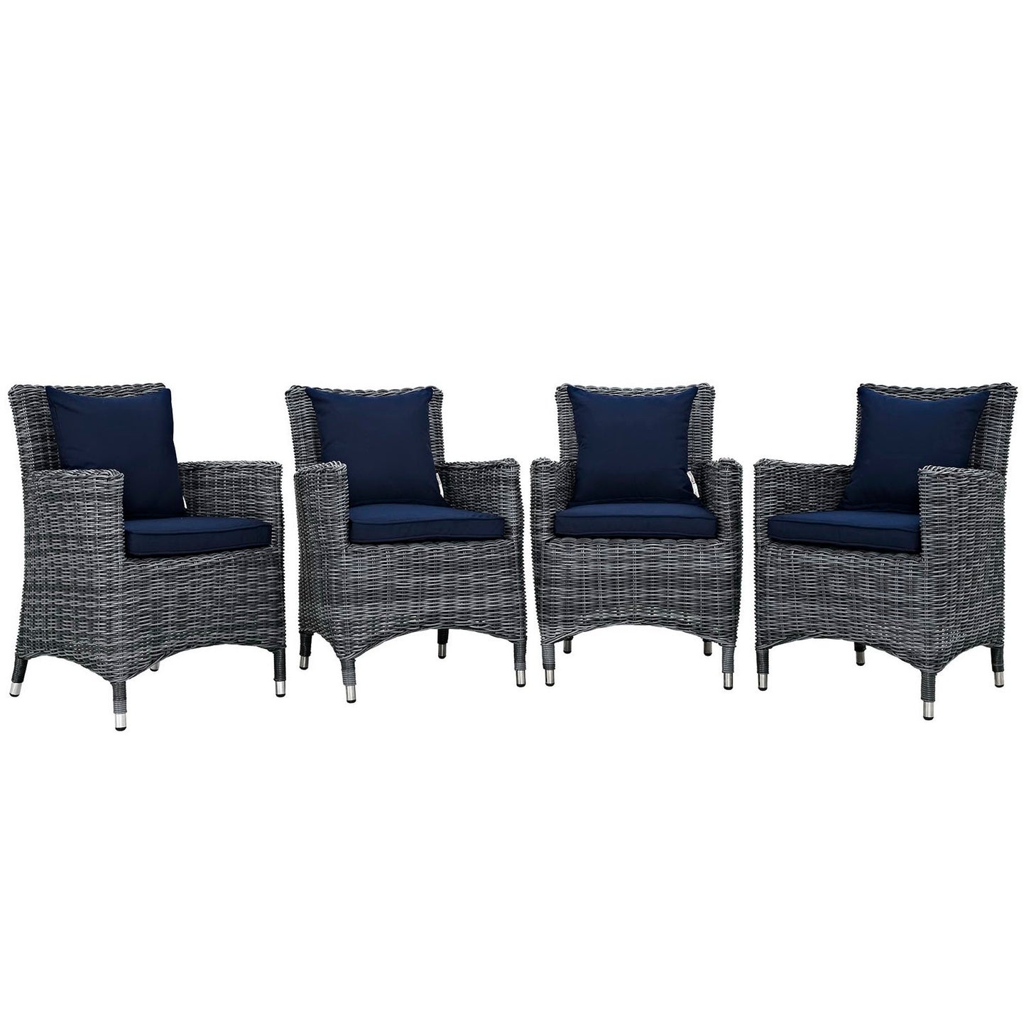 Modway Outlet Summon 4 Piece Outdoor Patio Sunbrella? Dining Set by Modway  Outdoor Furniture Furniture Canvas Navy - EEI-2314-GRY-NAV-SET