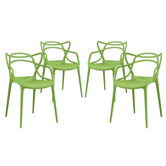 Modway - Entangled Dining Set Set of 4 by Modway  Bar and Dining Dining Chairs Green - EEI-2348-GRN-SET