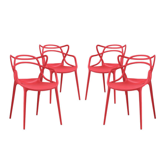 Modway - Entangled Dining Set Set of 4 by Modway  Bar and Dining Dining Chairs Red - EEI-2348-RED-SET