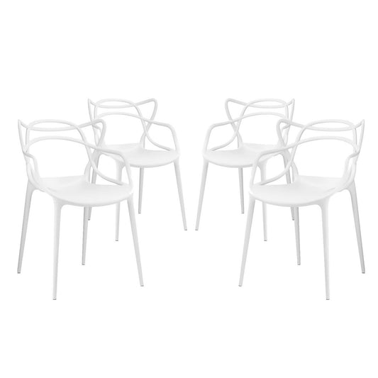 Modway - Entangled Dining Set Set of 4 by Modway  Bar and Dining Dining Chairs White - EEI-2348-WHI-SET