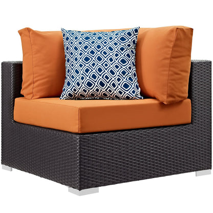 Modway Outlet Convene 5 Piece Outdoor Patio Sectional Set by Modway  Outdoor Furniture Furniture Espresso Orange - EEI-2362-EXP-ORA-SET