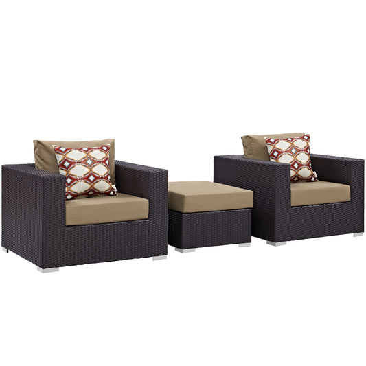 Modway Outlet Convene 3 Piece Outdoor Patio Sofa Set by Modway  Outdoor Furniture Furniture Espresso Mocha - EEI-2363-EXP-MOC-SET
