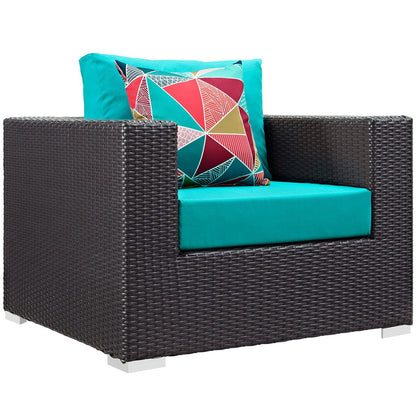 Modway Outlet Convene 3 Piece Outdoor Patio Sofa Set by Modway  Outdoor Furniture Furniture Espresso Turquoise - EEI-2363-EXP-TRQ-SET