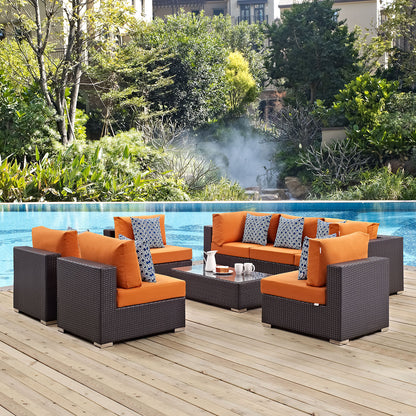 Modway Outlet Convene 8 Piece Outdoor Patio Sectional Set by Modway  Outdoor Furniture Furniture Espresso Orange - EEI-2370-EXP-ORA-SET