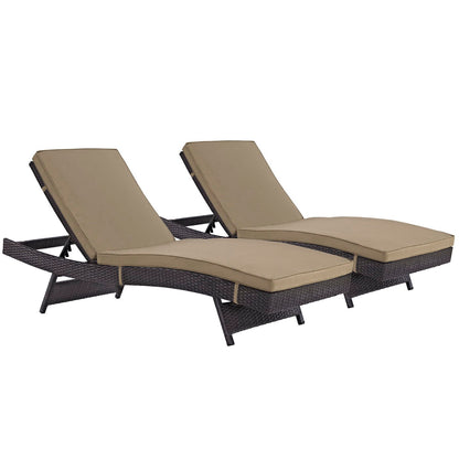Modway Outlet Convene Outdoor Patio Chaise Set of 2 by Modway  Outdoor Furniture Furniture Espresso Mocha - EEI-2428-EXP-MOC-SET