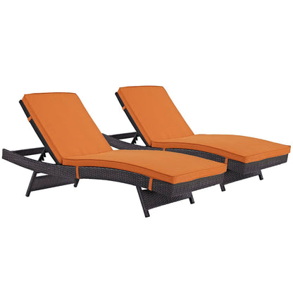 Modway Outlet Convene Outdoor Patio Chaise Set of 2 by Modway  Outdoor Furniture Furniture Espresso Orange - EEI-2428-EXP-ORA-SET