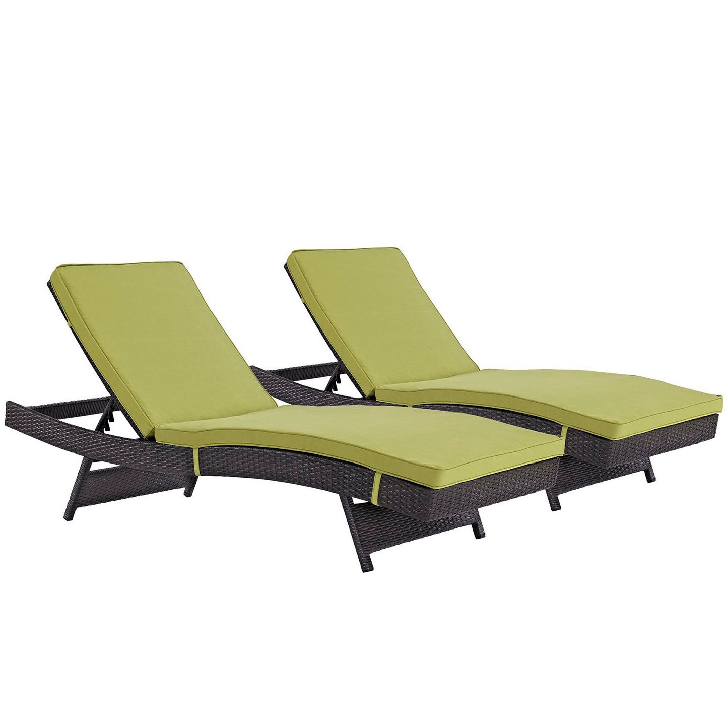 Modway Outlet Convene Outdoor Patio Chaise Set of 2 by Modway  Outdoor Furniture Furniture Espresso Peridot - EEI-2428-EXP-PER-SET
