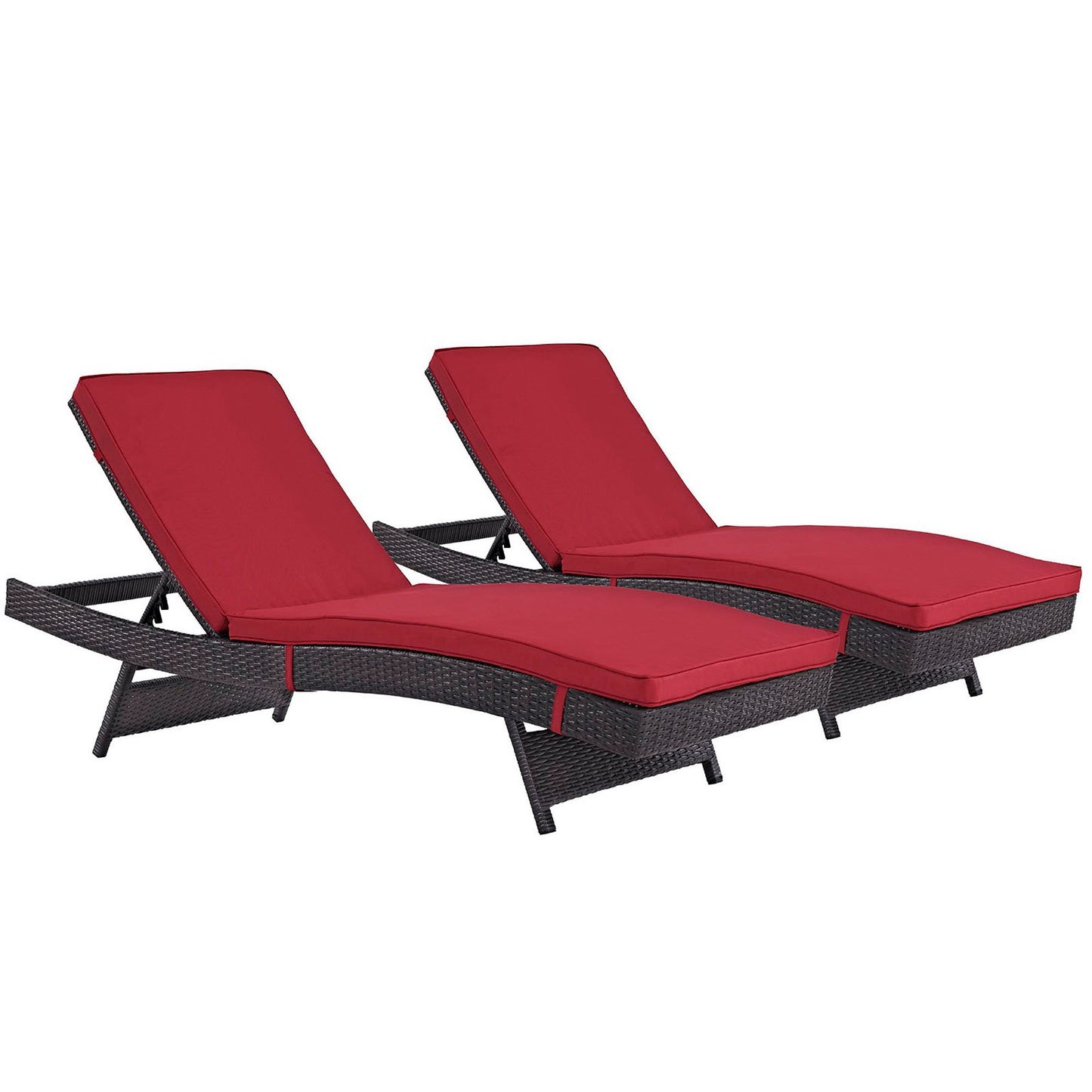 Modway Outlet Convene Outdoor Patio Chaise Set of 2 by Modway  Outdoor Furniture Furniture Espresso Red - EEI-2428-EXP-RED-SET