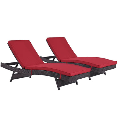 Modway Outlet Convene Outdoor Patio Chaise Set of 2 by Modway  Outdoor Furniture Furniture Espresso Red - EEI-2428-EXP-RED-SET