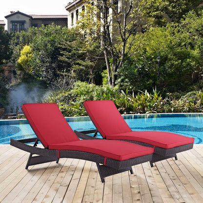 Modway Outlet Convene Outdoor Patio Chaise Set of 2 by Modway  Outdoor Furniture Furniture Espresso Red - EEI-2428-EXP-RED-SET